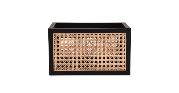 Buy cane work storage baskets online - Lap & Dado furniture studio - Suri rattan and wood storage baskets, display baskets for home decor