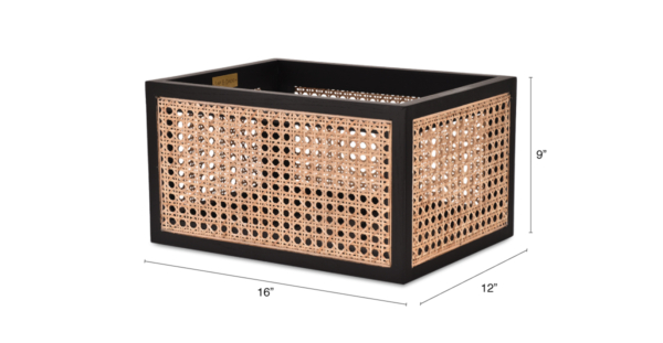 Buy cane work storage baskets online - Lap & Dado furniture studio - Suri rattan and wood storage baskets, display baskets for home decor