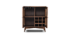 Buy wood and rattan furniture online - Buy Bar cabinet online crafted with quality materials - Lap & Dado furniture, contemporary mid-century modern design, Wells canework bar cabinet in teak veneer with solid teak wood legs for your living or dining room