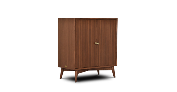 Buy wood furniture online - Buy Bar cabinet online crafted with quality materials - Lap & Dado furniture, contemporary mid-century modern design, Wells bar cabinet in teak veneer with solid teak wood legs for your living or dining room